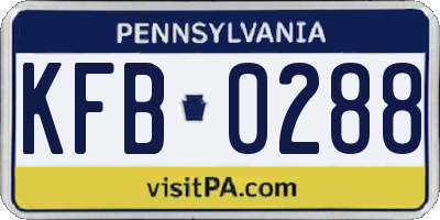 PA license plate KFB0288