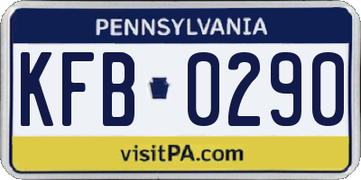PA license plate KFB0290