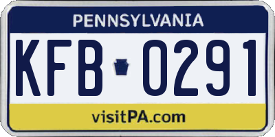 PA license plate KFB0291