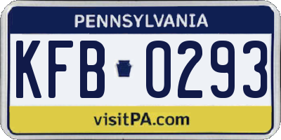 PA license plate KFB0293