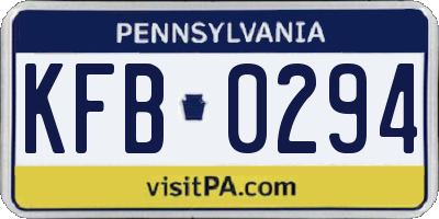 PA license plate KFB0294