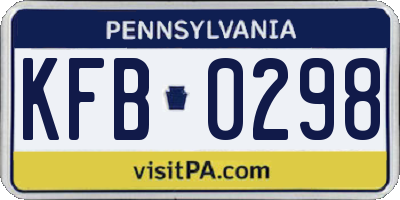 PA license plate KFB0298