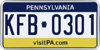 PA license plate KFB0301