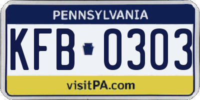 PA license plate KFB0303
