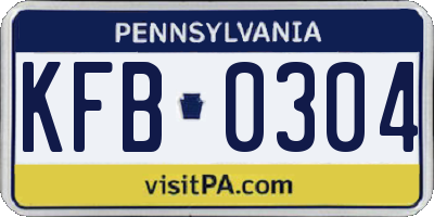 PA license plate KFB0304