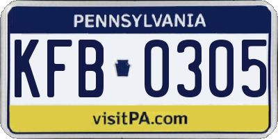 PA license plate KFB0305