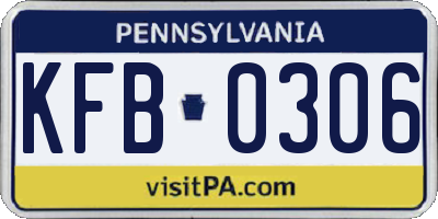 PA license plate KFB0306