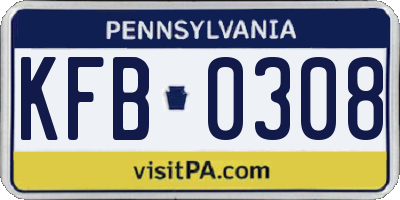 PA license plate KFB0308