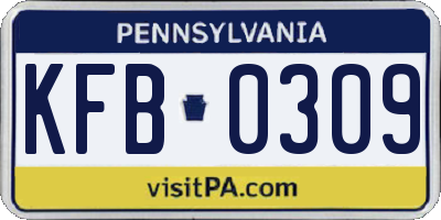PA license plate KFB0309