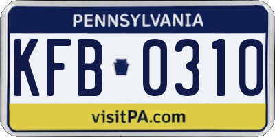 PA license plate KFB0310