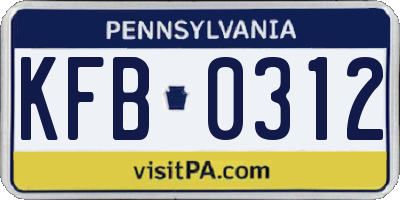 PA license plate KFB0312