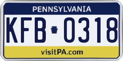 PA license plate KFB0318