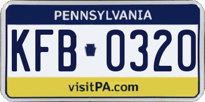 PA license plate KFB0320