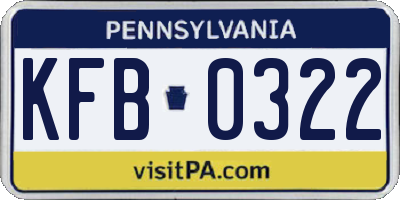 PA license plate KFB0322