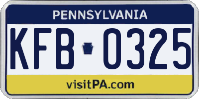 PA license plate KFB0325