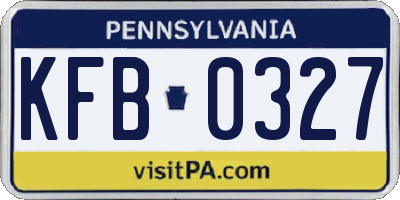 PA license plate KFB0327