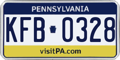 PA license plate KFB0328