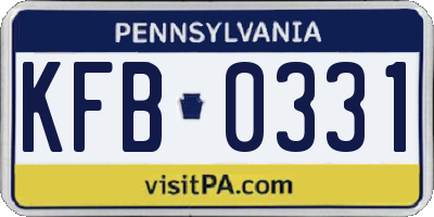 PA license plate KFB0331