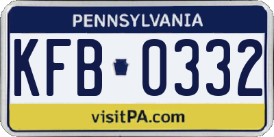 PA license plate KFB0332