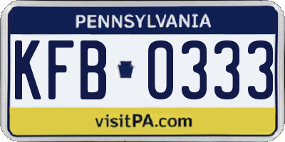 PA license plate KFB0333