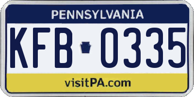 PA license plate KFB0335