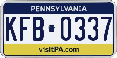 PA license plate KFB0337