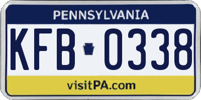 PA license plate KFB0338