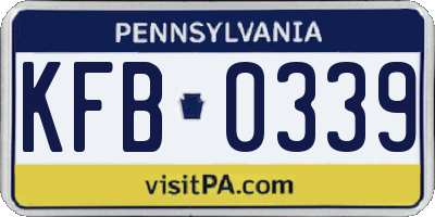 PA license plate KFB0339