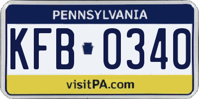 PA license plate KFB0340