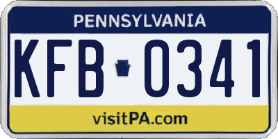 PA license plate KFB0341