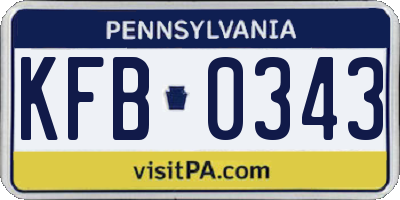 PA license plate KFB0343
