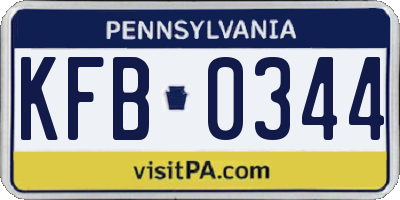 PA license plate KFB0344