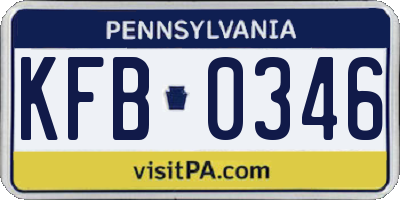 PA license plate KFB0346