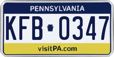 PA license plate KFB0347