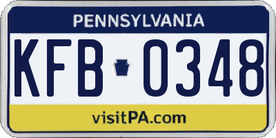 PA license plate KFB0348
