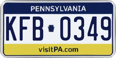 PA license plate KFB0349