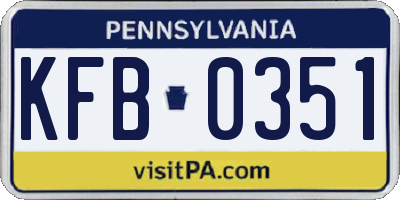 PA license plate KFB0351