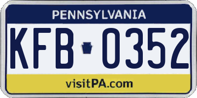 PA license plate KFB0352