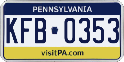 PA license plate KFB0353