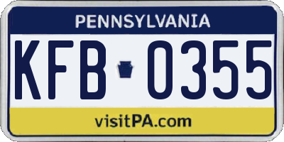 PA license plate KFB0355