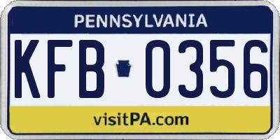 PA license plate KFB0356
