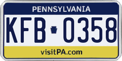 PA license plate KFB0358