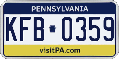 PA license plate KFB0359