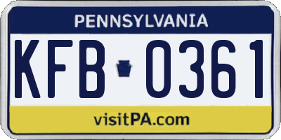 PA license plate KFB0361