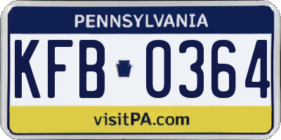 PA license plate KFB0364