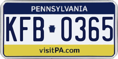 PA license plate KFB0365