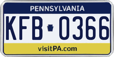 PA license plate KFB0366
