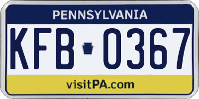 PA license plate KFB0367