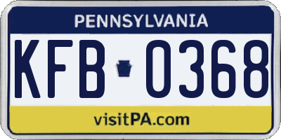 PA license plate KFB0368