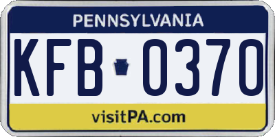 PA license plate KFB0370